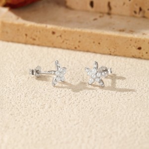 925 Sterling Silver Pearl Starfish Earring Necklace Set 140200013