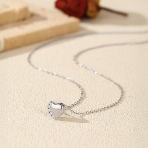 925 Sterling Silver Love Heart Pave Stud Earring Necklace Set 140200014 925 Sterling Silver Love Heart Pave Stud Earring Necklace Set 140200014