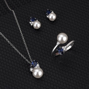 Cubic Zirconia Pearl Pendant Necklace Stud Earring Ring Set 140300006 Cubic Zirconia Pearl Pendant Necklace Stud Earring Ring Set 140300006