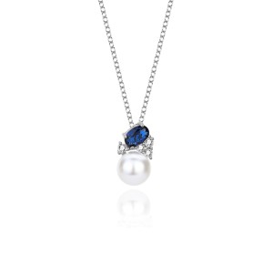 Cubic Zirconia Pearl Pendant Necklace Stud Earring Ring Set 140300006