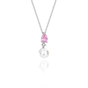 Cubic Zirconia Pearl Pendant Necklace Stud Earring Ring Set 140300007