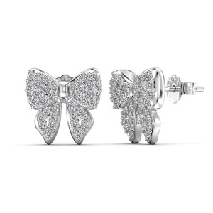 S925 Zirconia Bow Earring Ring Necklace Set 140300009