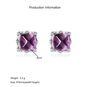 925 Sterling Silver Natural Amethyst Jewelry Set 140300010