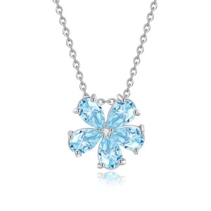 925 Sterling Silver Natural Crystal Stone Flower Jewelry Set 140300011