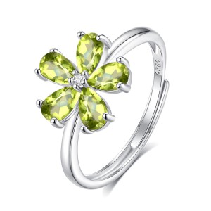 925 Sterling Silver Natural Crystal Stone Flower Jewelry Set 140300011