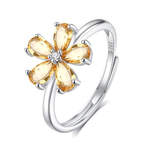 925 Sterling Silver Natural Crystal Stone Flower Jewelry Set 140300011