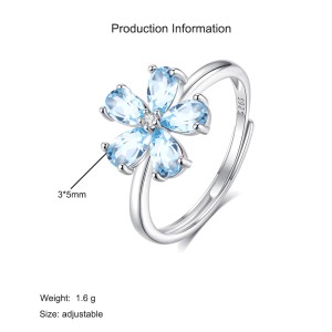 925 Sterling Silver Natural Crystal Stone Flower Jewelry Set 140300011