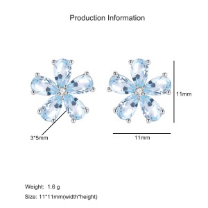 925 Sterling Silver Natural Crystal Stone Flower Jewelry Set 140300011