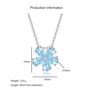 925 Sterling Silver Natural Crystal Stone Flower Jewelry Set 140300011