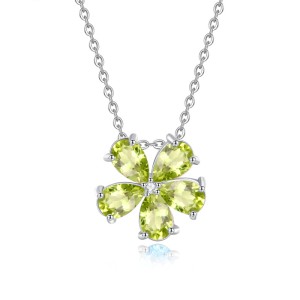 925 Sterling Silver Natural Crystal Stone Flower Jewelry Set 140300011