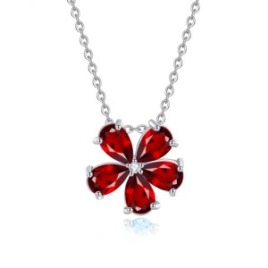 925 Sterling Silver Natural Crystal Stone Flower Jewelry Set 140300011