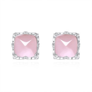 925 Sterling Silver Rose Quartz Jewelry Set 140300012