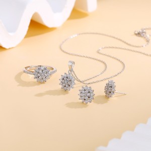 925 Sterling Silver CZ Snowflake Jewelry Set 140300016