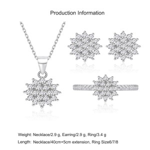 925 Sterling Silver CZ Snowflake Jewelry Set 140300016