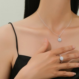 925 Sterling Silver CZ Snowflake Jewelry Set 140300016