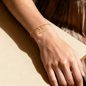 925 Sterling Silver Paperclip Chain Bracelet Necklace Fruit Charm Kit 140500002