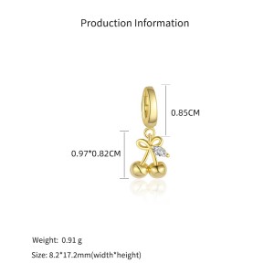 925 Sterling Silver Paperclip Chain Bracelet Necklace Fruit Charm Kit 140500002