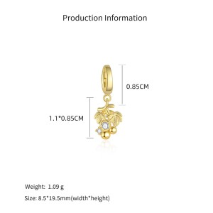 925 Sterling Silver Paperclip Chain Bracelet Necklace Fruit Charm Kit 140500002