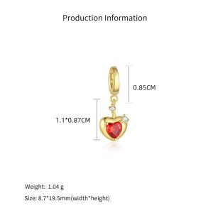 925 Sterling Silver Paperclip Chain Bracelet Necklace Fruit Charm Kit 140500002