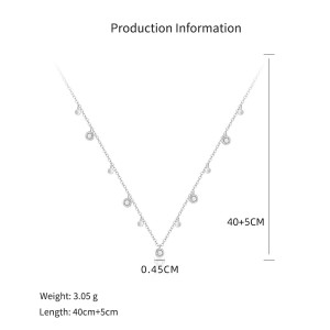 925 Sterling Silver Geometric Coin CZ Necklace Bracelet Set 140500003