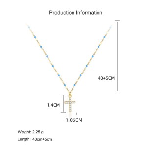 925 Sterling Silver Bead Cross Necklace Bracelet Set 140500004