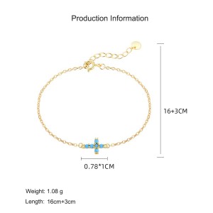 925 Sterling Silver Bead Cross Necklace Bracelet Set 140500004